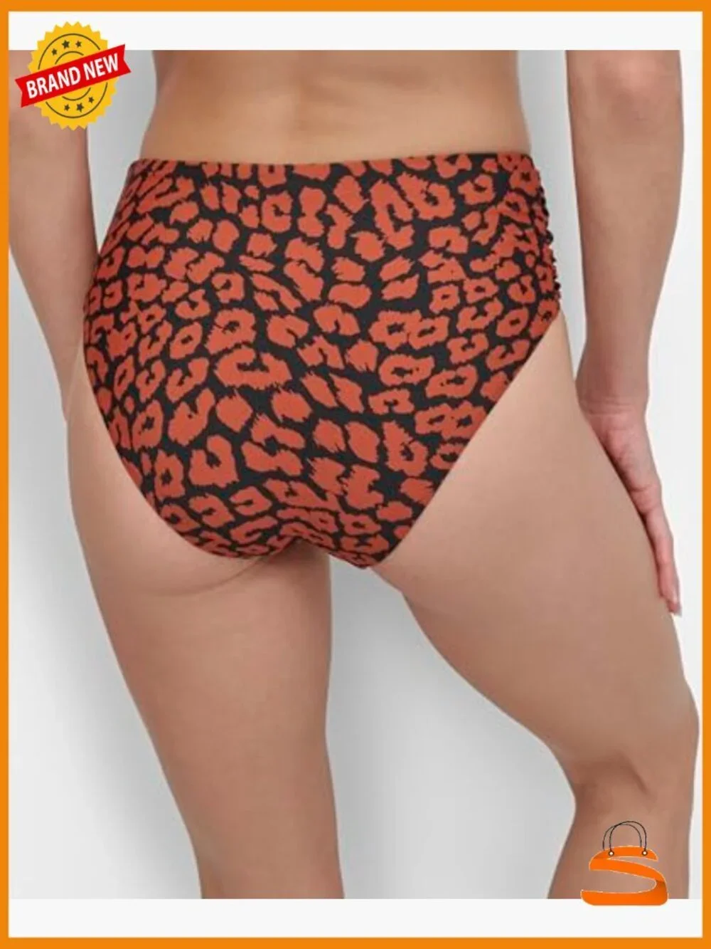 U-Wire Bikini Set with Tummy Control, Mid Rise Shirred Bottoms, Size Medium